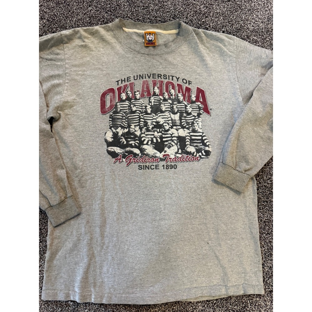 Vintage University of Oklahoma Sooners UAS Long Sleeve T-Shirt Gray Y2K Mens L